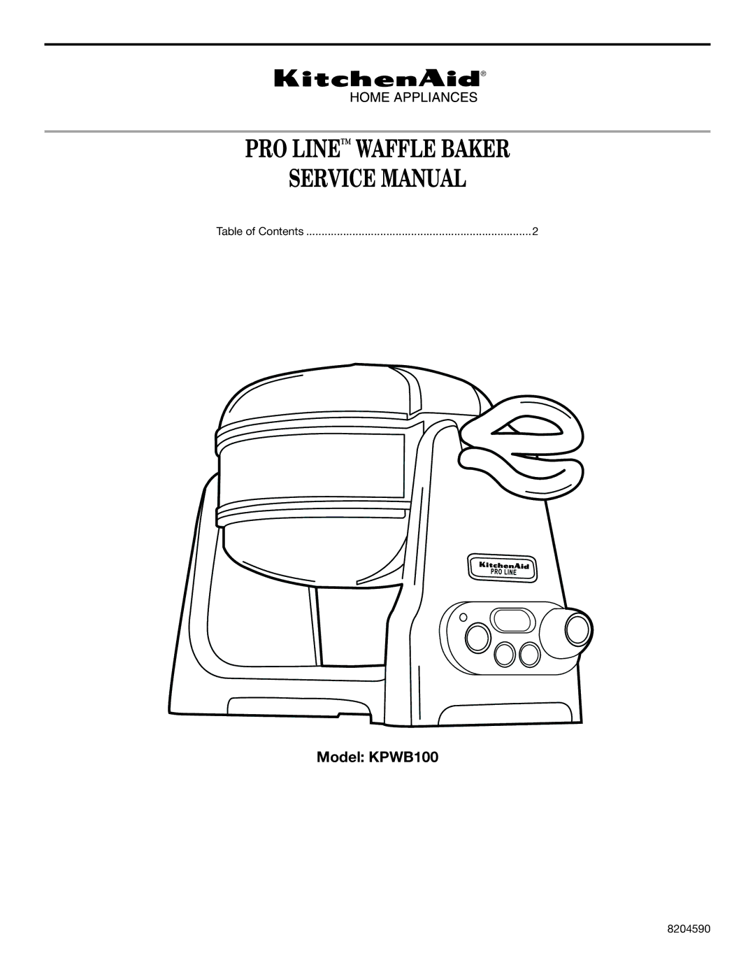 KitchenAid KPWB100 service manual PRO Line Waffle Baker 