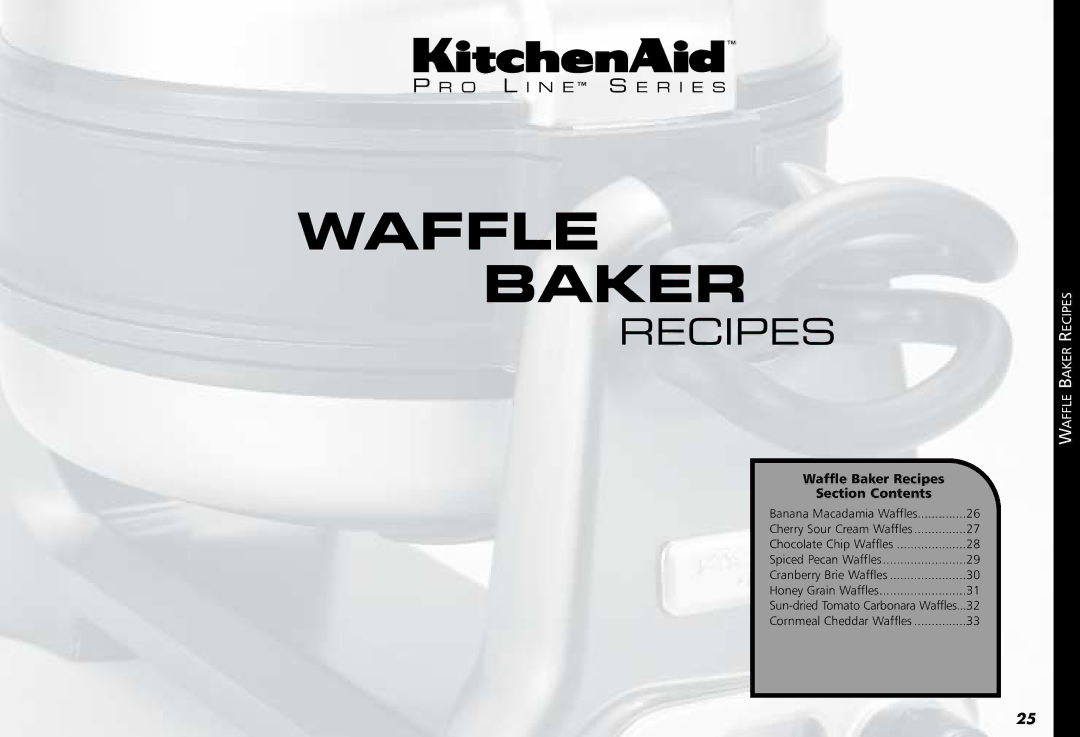 KitchenAid KPWB100 manual Waffle Baker 