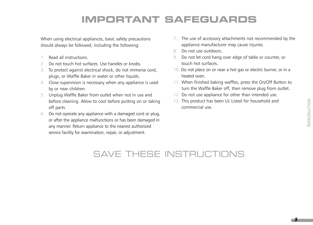 KitchenAid KPWB100 manual Important Safeguards 