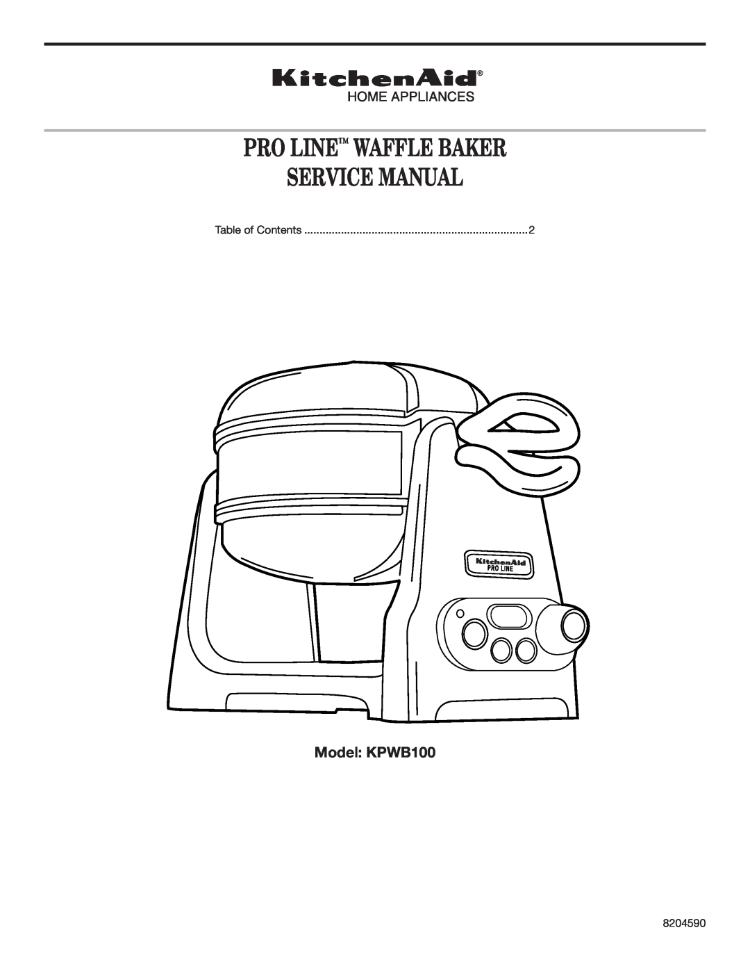 KitchenAid KPWB100 manual Model, Waffle Baker, P R O L I N E S E R I E S, Introduction, Section Contents 