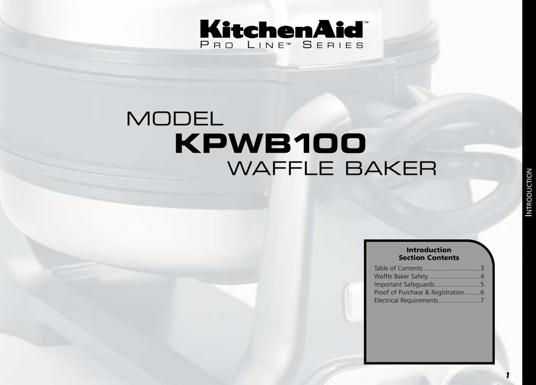 KitchenAid service manual Model KPWB100 