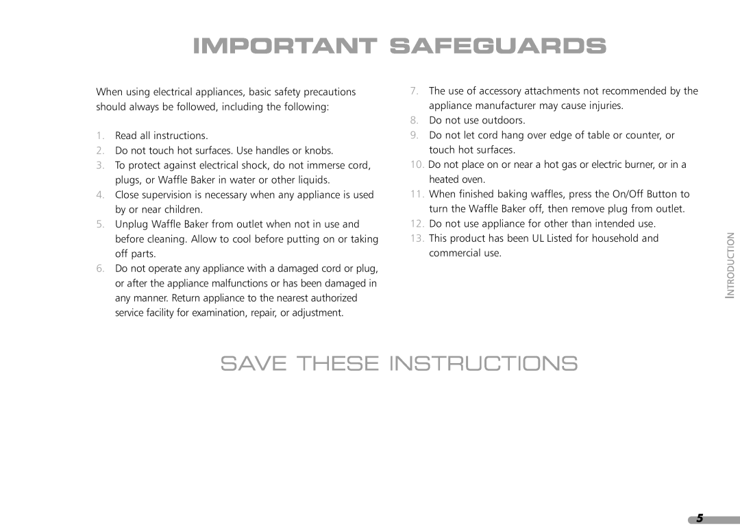 KitchenAid KPWB100 manual Important Safeguards, Save These Instructions 