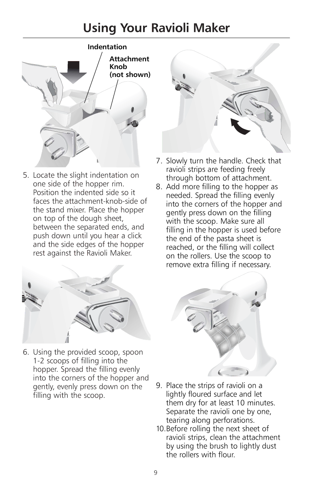 KitchenAid KRAV manual Using Your Ravioli Maker 