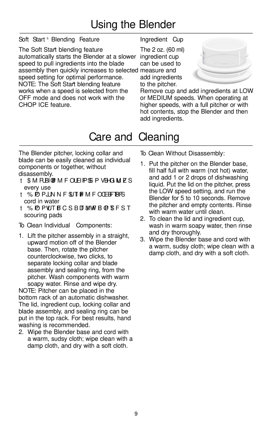 KitchenAid KS8354 manual Care and Cleaning, To Clean Individual Components, To Clean Without Disassembly 