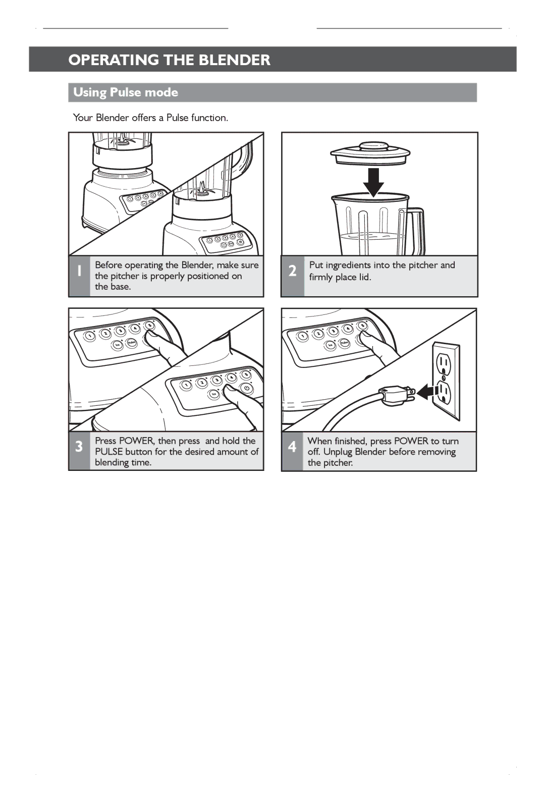 KitchenAid KSB1570 manual Using Pulse mode, Your Blender offers a Pulse function 