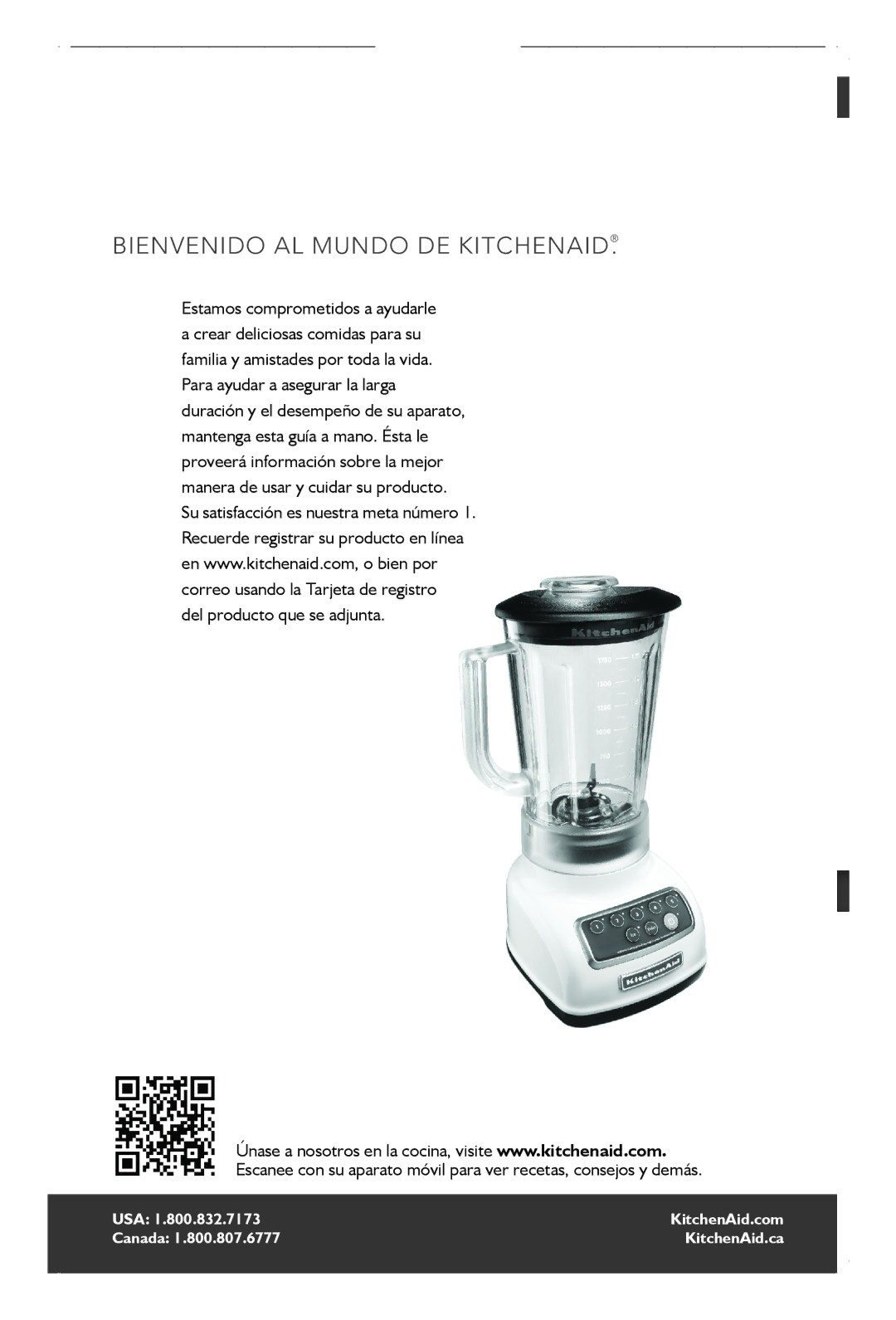 KitchenAid KSB1570 manual Bienvenido al mundo de KitchenAid, Del producto que se adjunta 