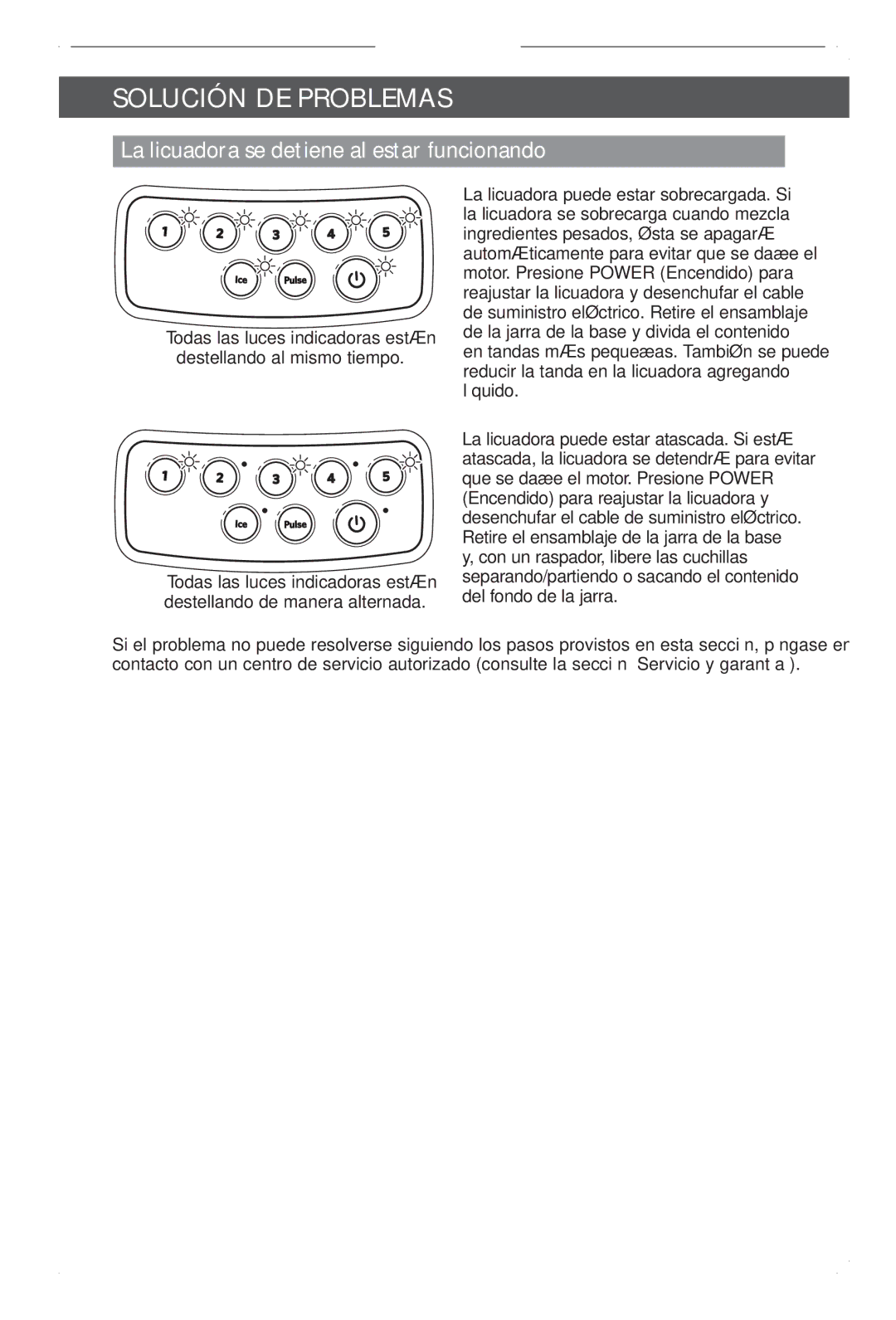 KitchenAid KSB1570 manual La licuadora se detiene al estar funcionando 