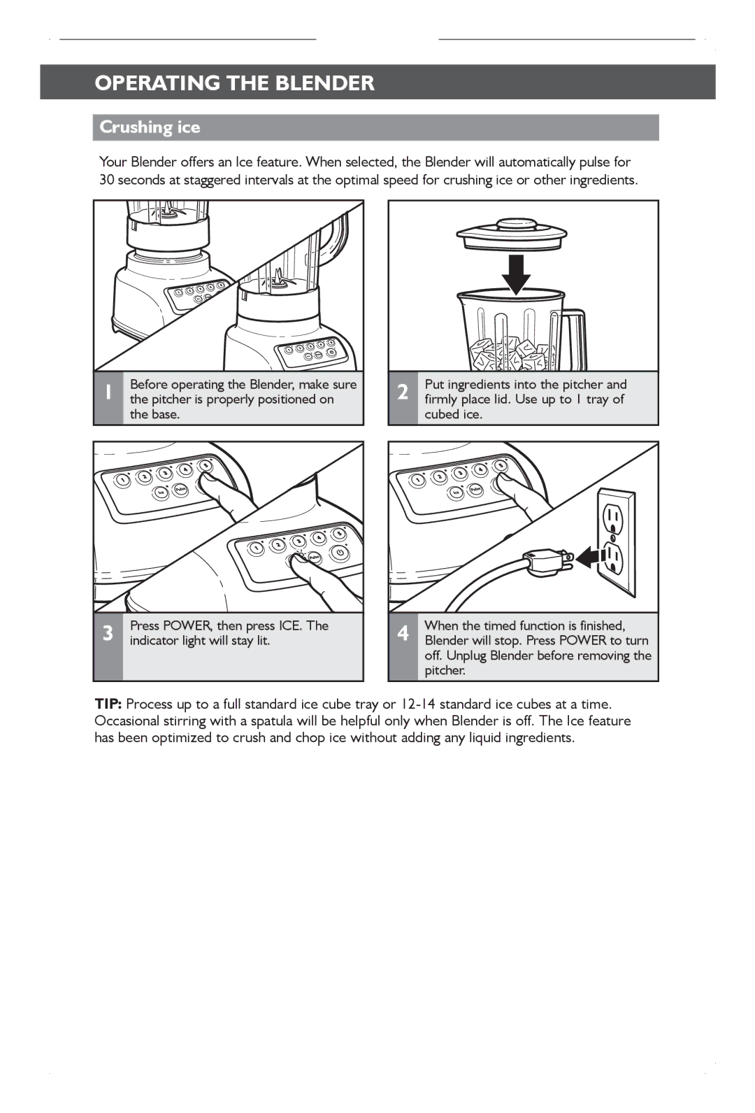 KitchenAid KSB1570 manual Crushing ice 