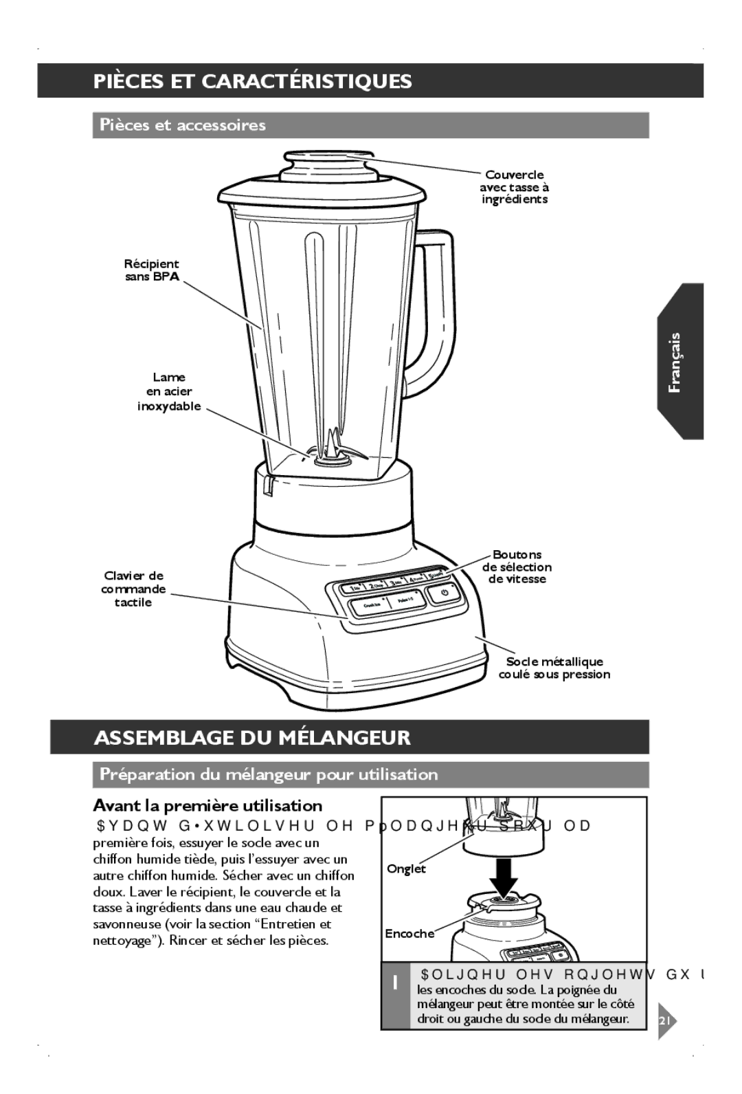 KitchenAid KSB1575 manual Pièces ET Caractéristiques, Assemblage DU Mélangeur, Pièces et accessoires 