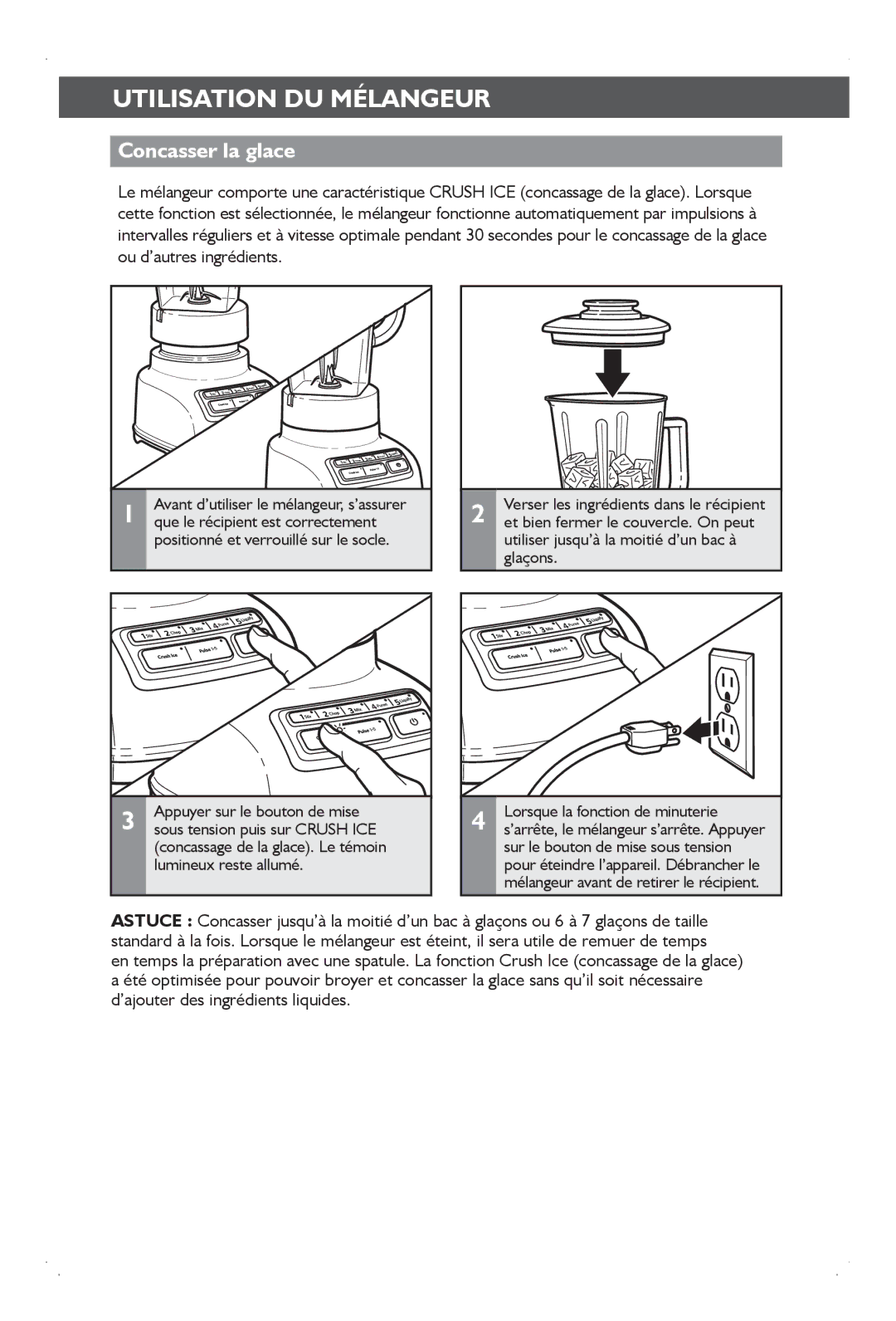 KitchenAid KSB1575 manual Concasser la glace 