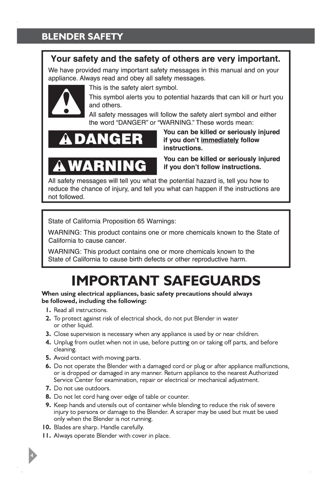 KitchenAid KSB1575 manual Important Safeguards 