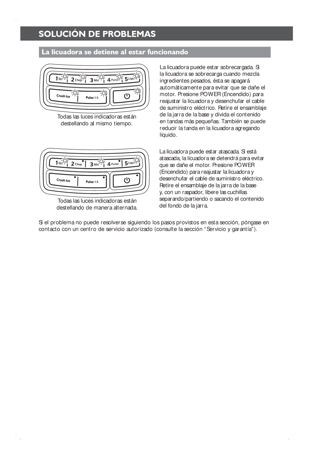 KitchenAid KSB1575 manual La licuadora se detiene al estar funcionando 