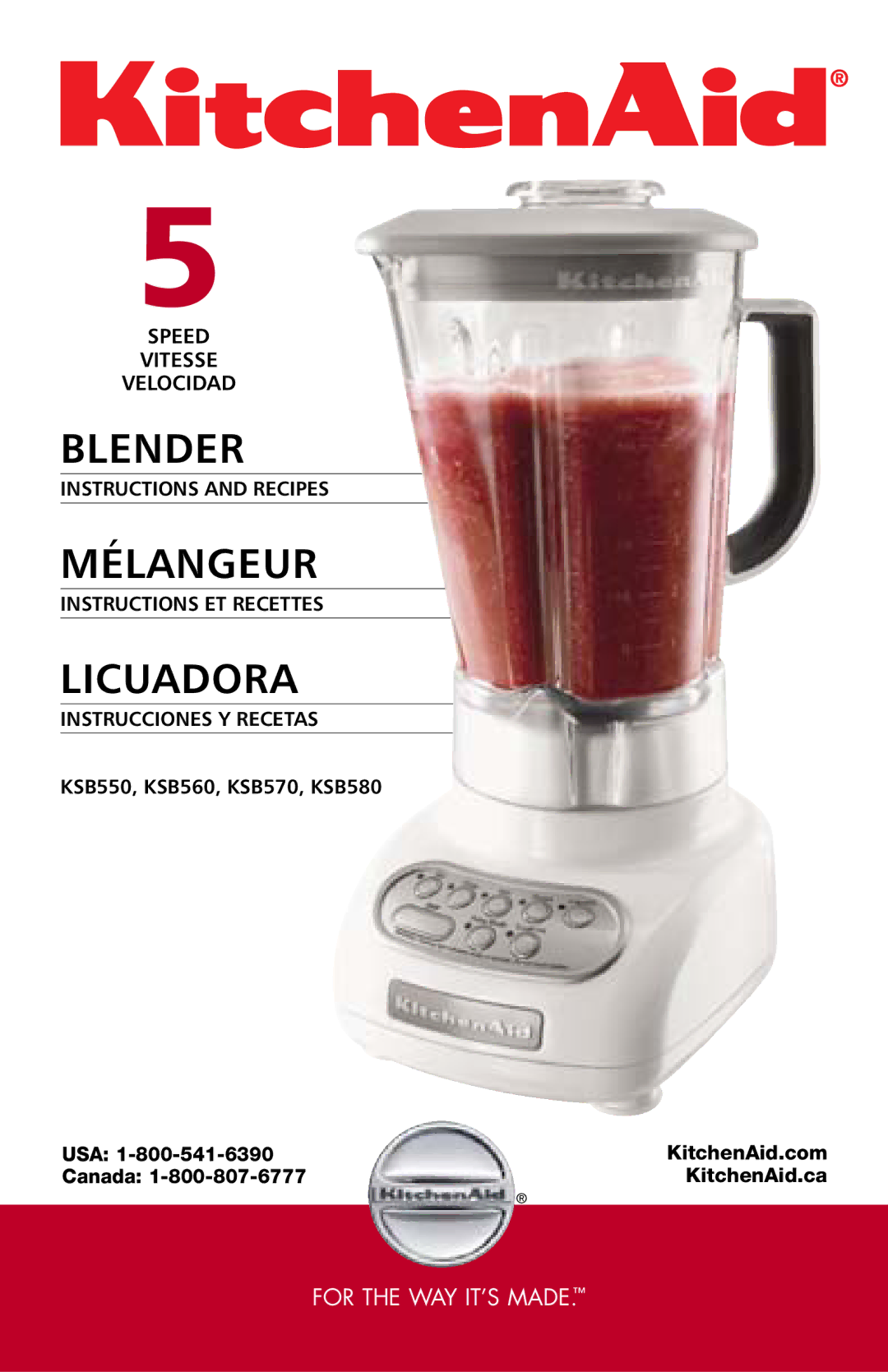 KitchenAid KSB550 manual Blender 