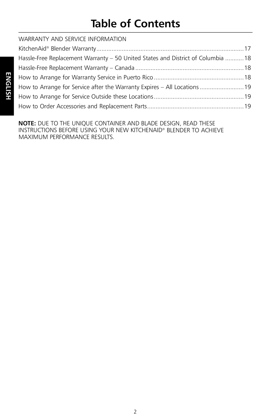 KitchenAid KSB755, KSB655 manual Warranty and Service Information, KitchenAid Blender Warranty, MAxIMUM Performance Results 