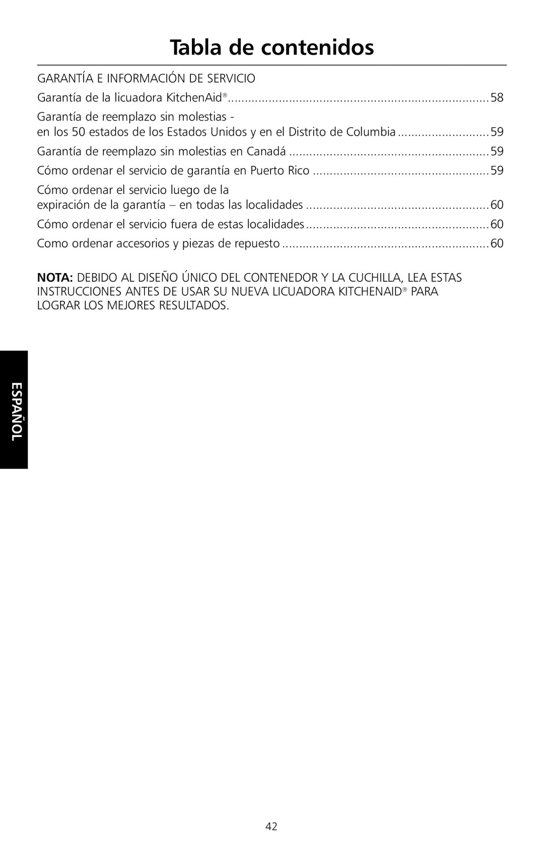 KitchenAid KSB755 Garantía E Información DE Servicio, Cómo ordenar el servicio luego de la, Lograr LOS Mejores Resultados 