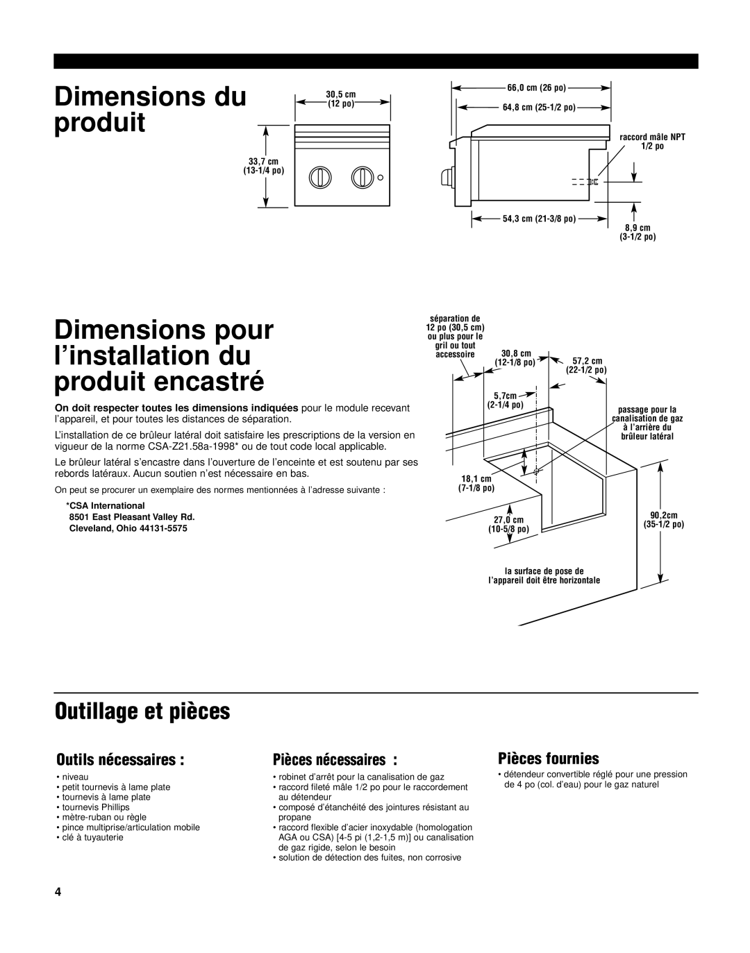 KitchenAid KSBN220 installation instructions Outillage et pièces, Outils nécessaires Pièces nécessaires, Pièces fournies 