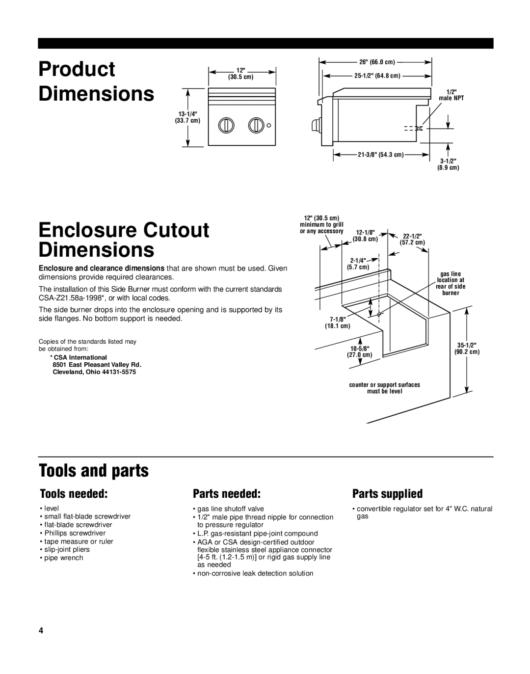 KitchenAid KSBN220 installation instructions Tools and parts, Tools needed, Parts needed, Parts supplied 