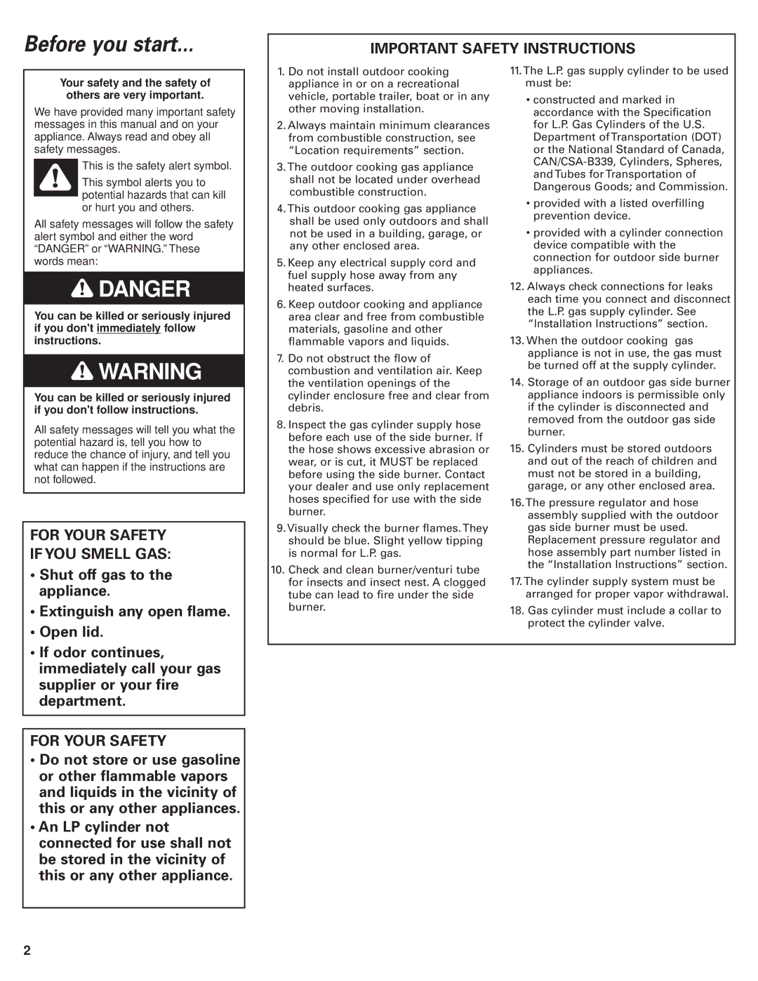 KitchenAid KSBN220PSS installation instructions Before you start, Important Safety Instructions 