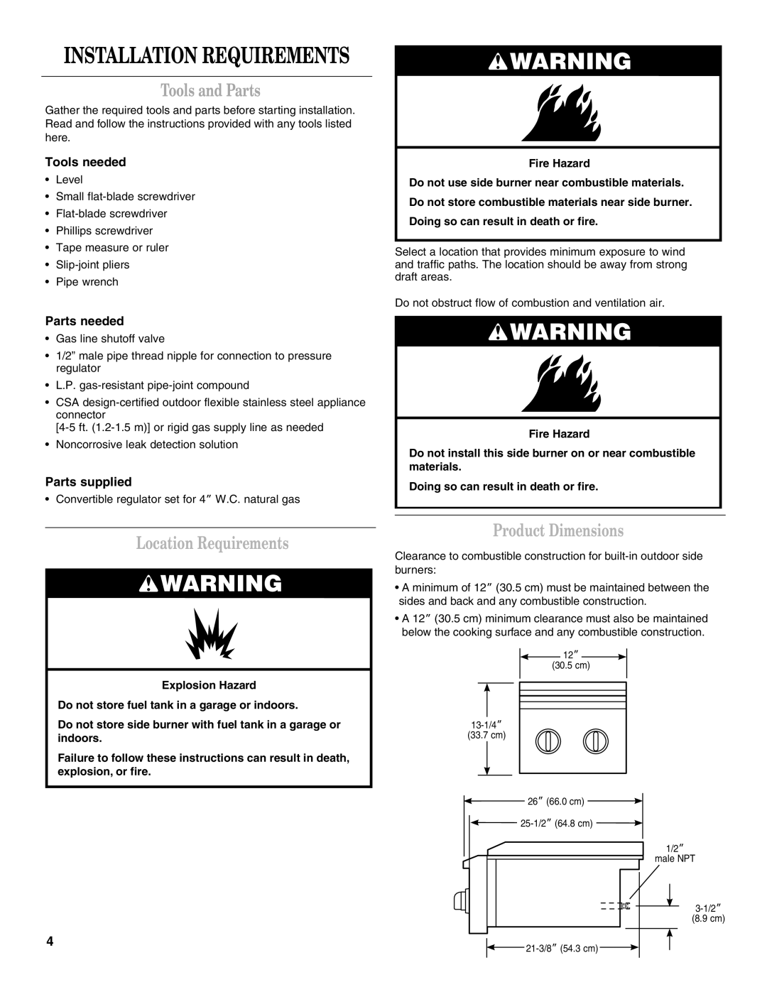 KitchenAid KSBN220SSS installation instructions Tools and Parts, Location Requirements, Product Dimensions 