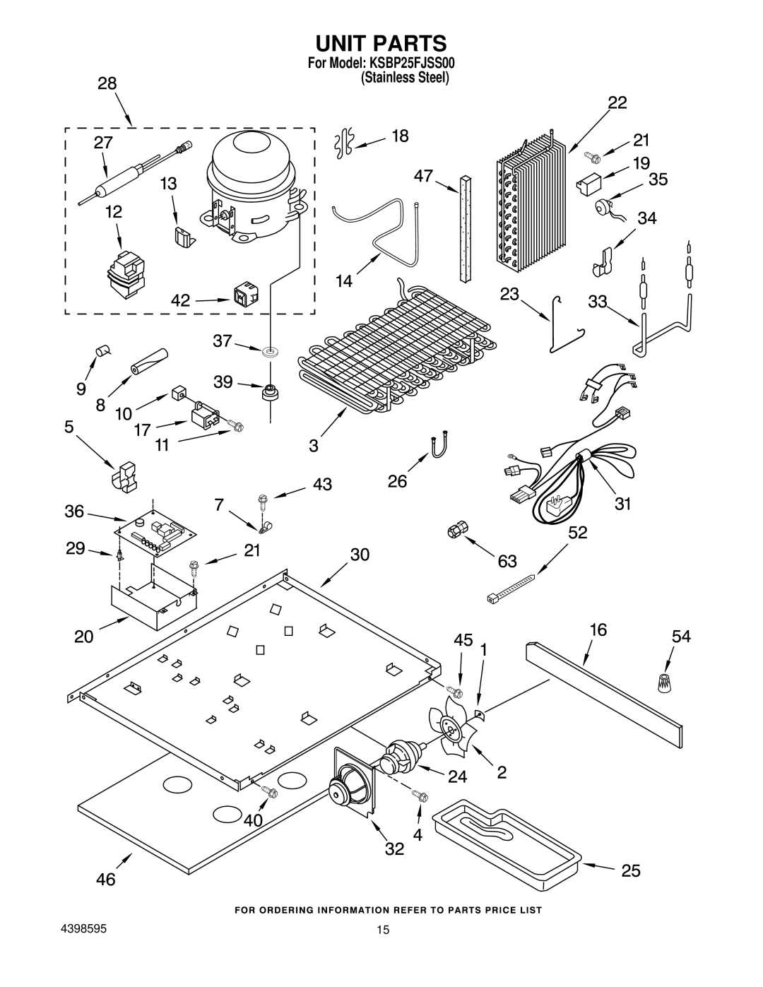 KitchenAid KSBP25FJSS00 manual Unit Parts 