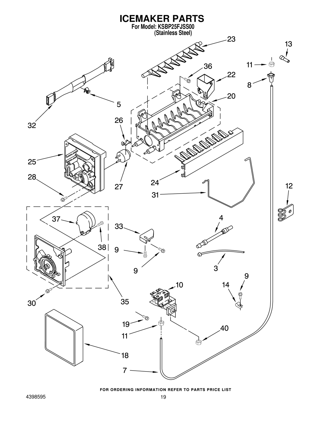 KitchenAid KSBP25FJSS00 manual Icemaker Parts 