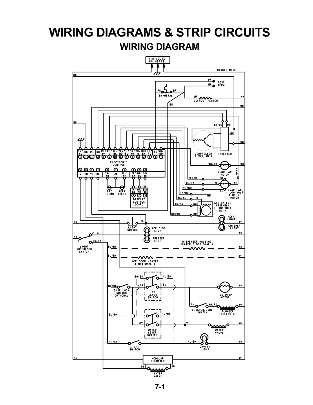 KitchenAid KSBS25FKBT00, KSBP25FKSS00, KSBS25FKWH00, KSBS25FKBL00, KSCS25FKSS00, KSFS25FKBL00 Wiring Diagrams & Strip Circuits 