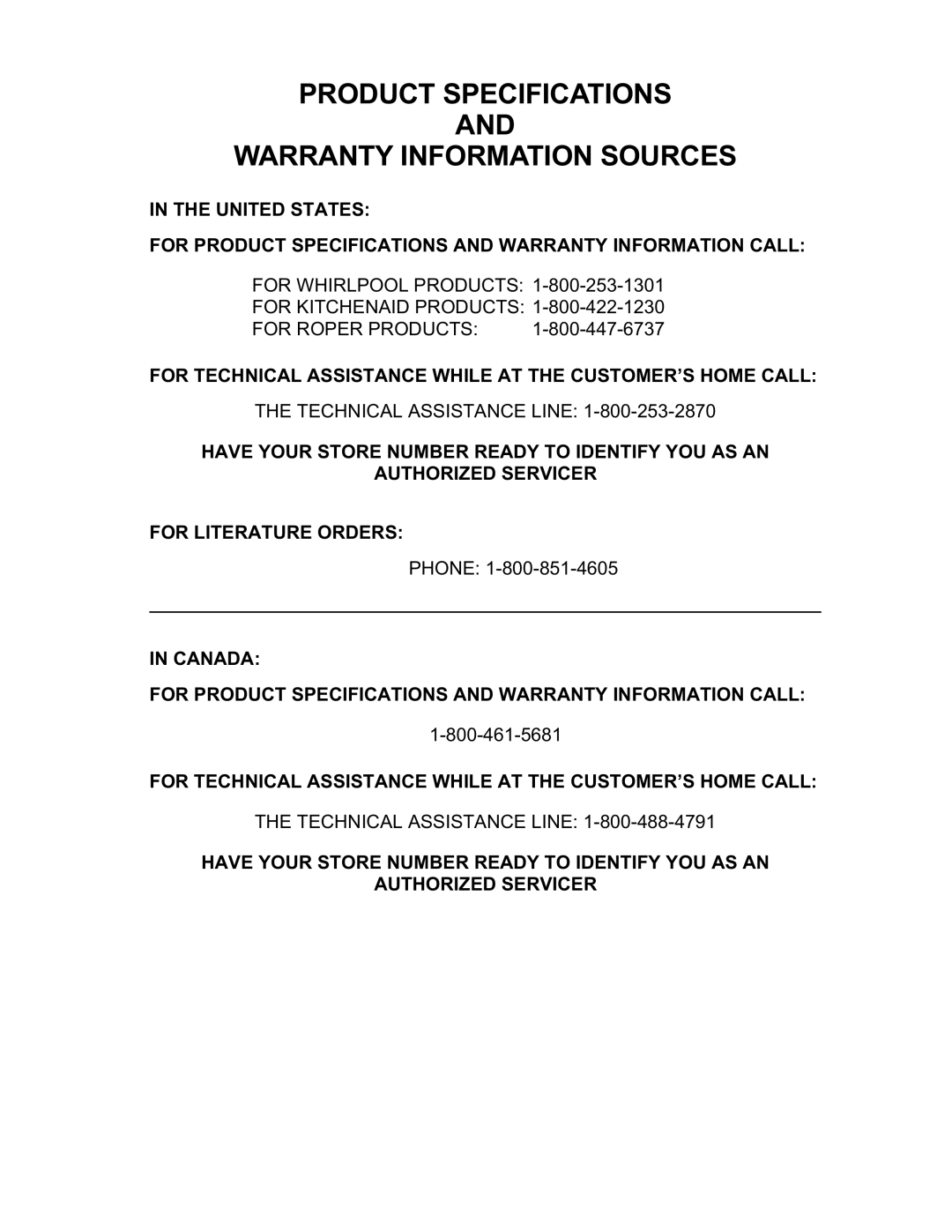 KitchenAid KSFS25FKWH00, KSBP25FKSS00, KSBS25FKWH00, KSBS25FKBT00 manual Product Specifications Warranty Information Sources 