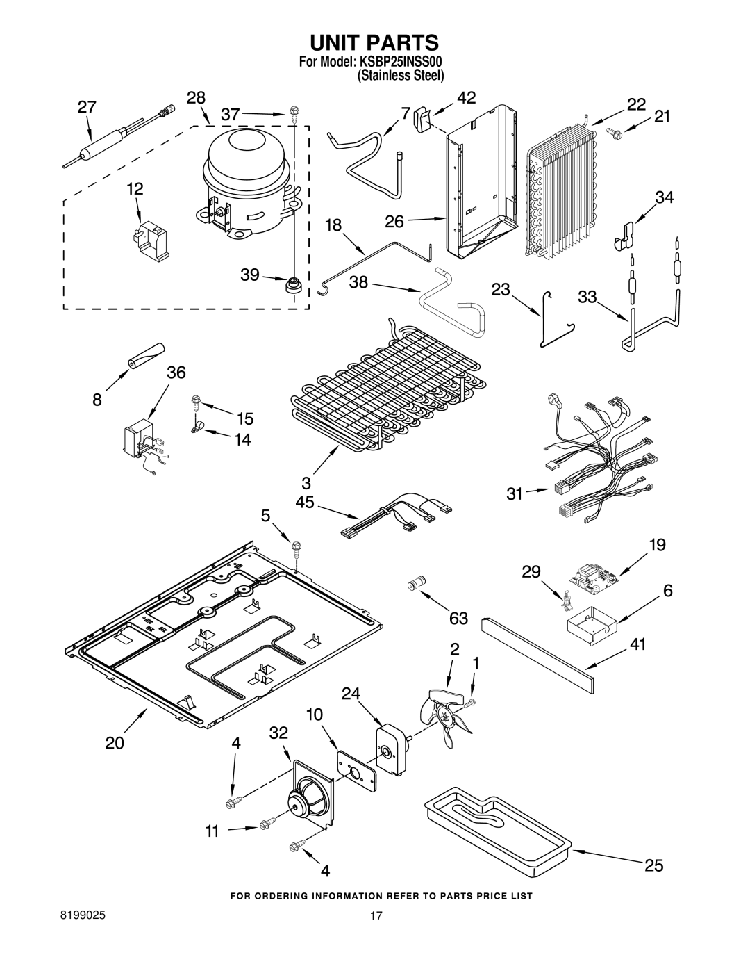 KitchenAid KSBP25INSS00 manual Unit Parts 