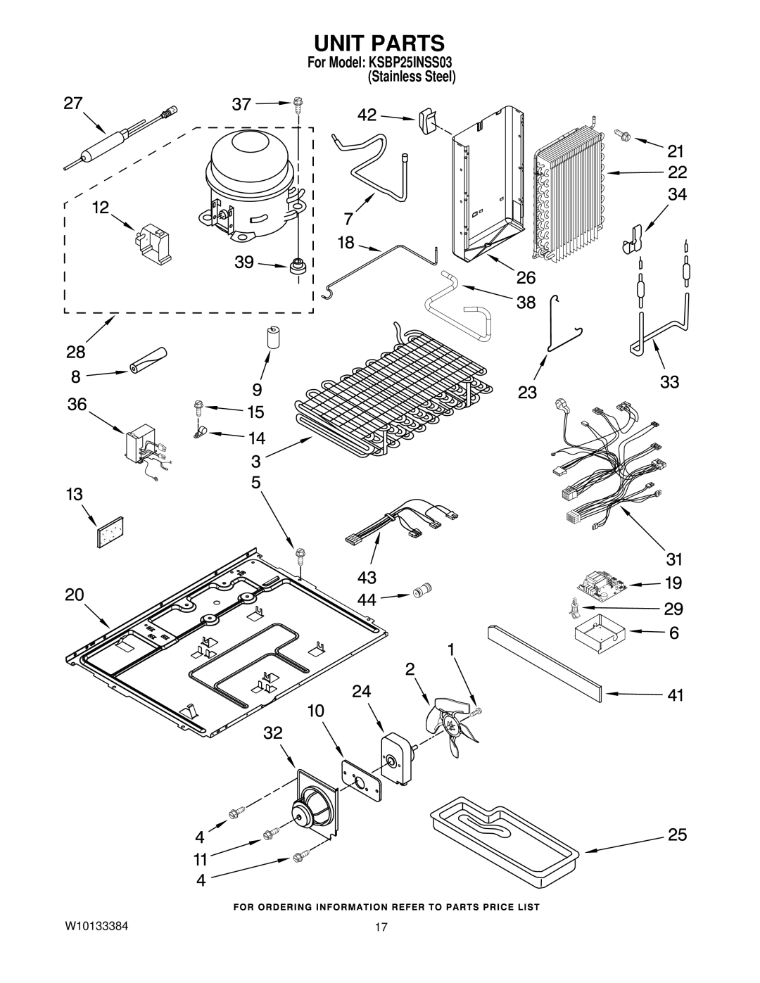 KitchenAid KSBP25INSS03 manual Unit Parts 