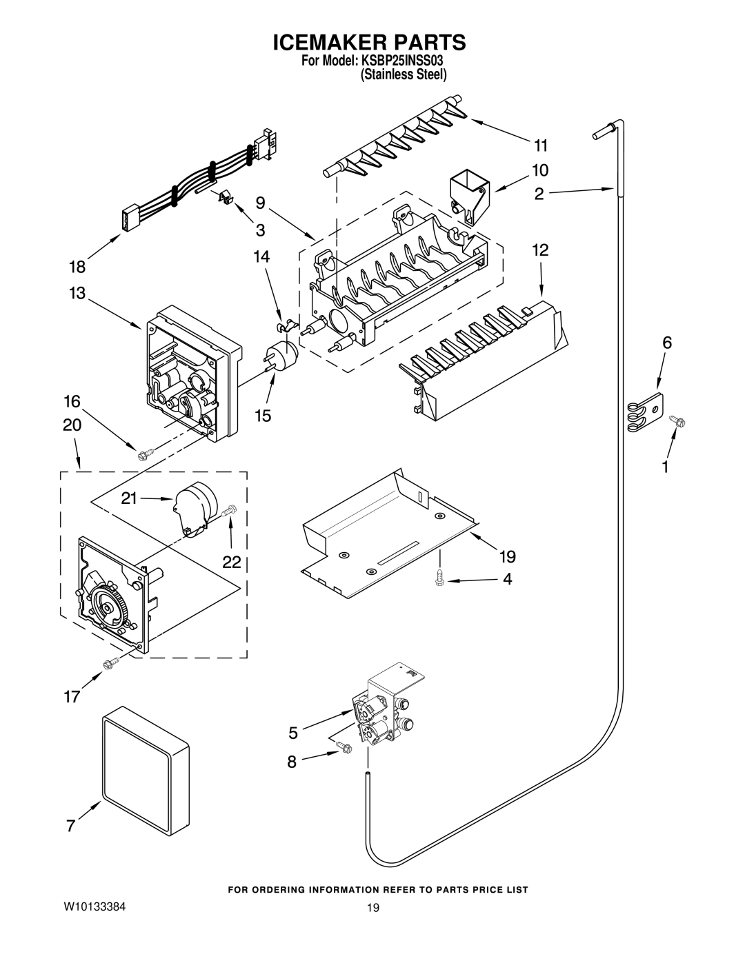 KitchenAid KSBP25INSS03 manual Icemaker Parts 