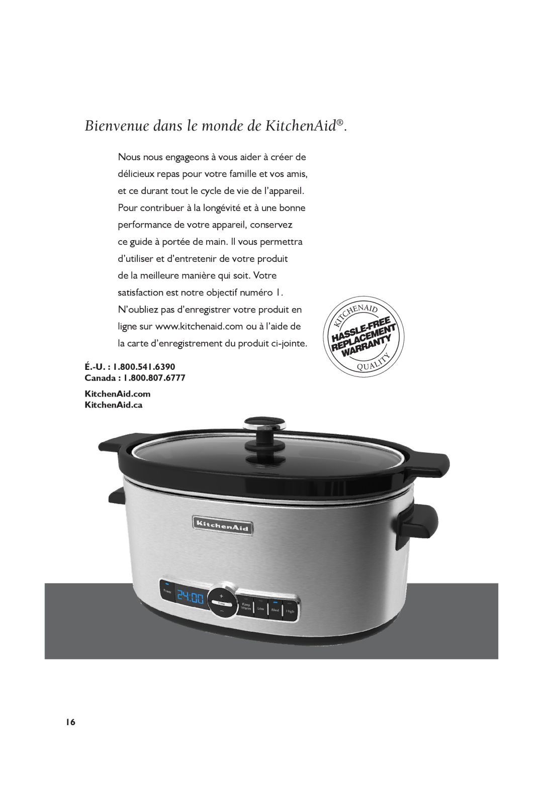 KitchenAid KSC6222, KSC6223 manual Bienvenue dans le monde de KitchenAid 