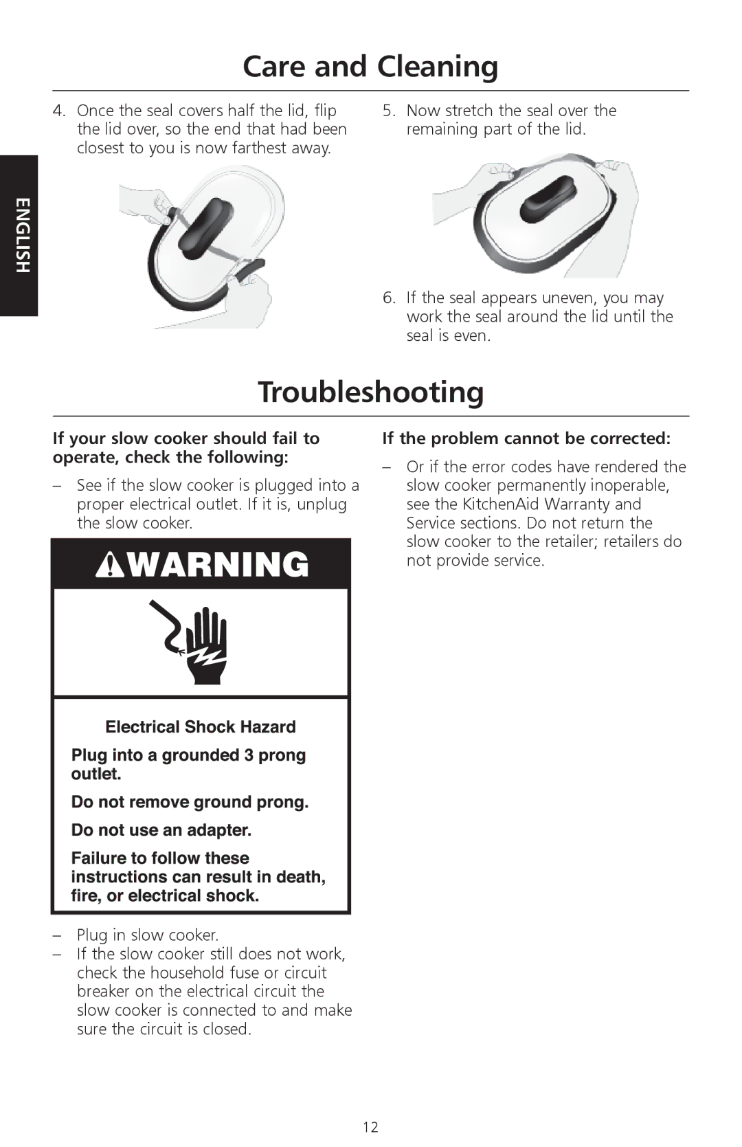 KitchenAid KSC700 manual Troubleshooting, If the problem cannot be corrected 