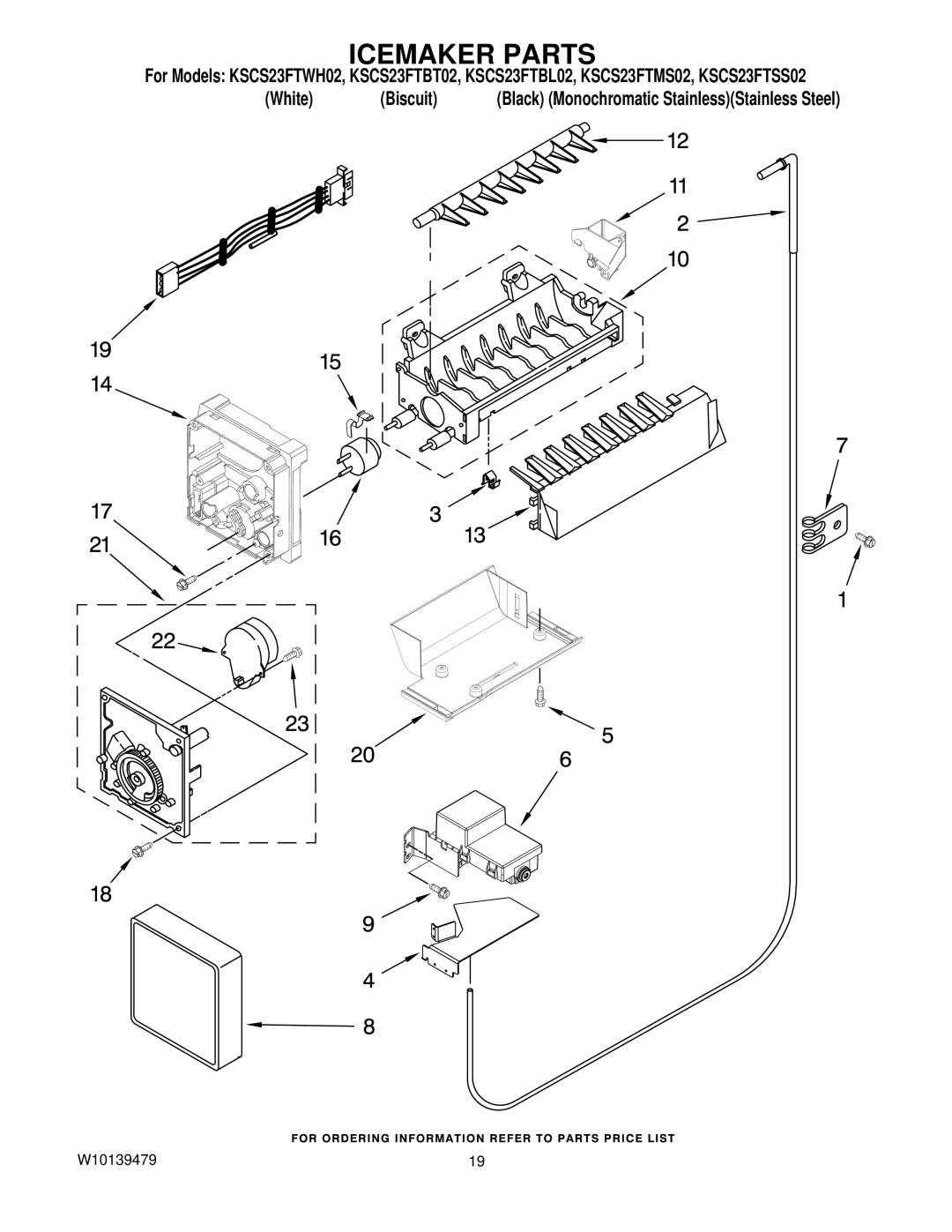 KitchenAid KSCS23FTBL02, KSCS23FTSS02, KSCS23FTBT02, KSCS23FTMS02, KSCS23FTWH02 manual Icemaker Parts 