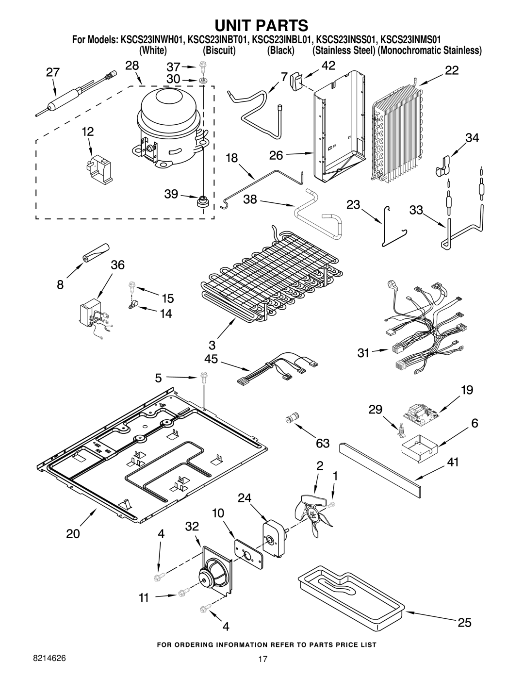 KitchenAid KSCS23INWH01, KSCS23INMS01, KSCS23INBL01, KSCS23INSS01, KSCS23INBT01 manual Unit Parts 