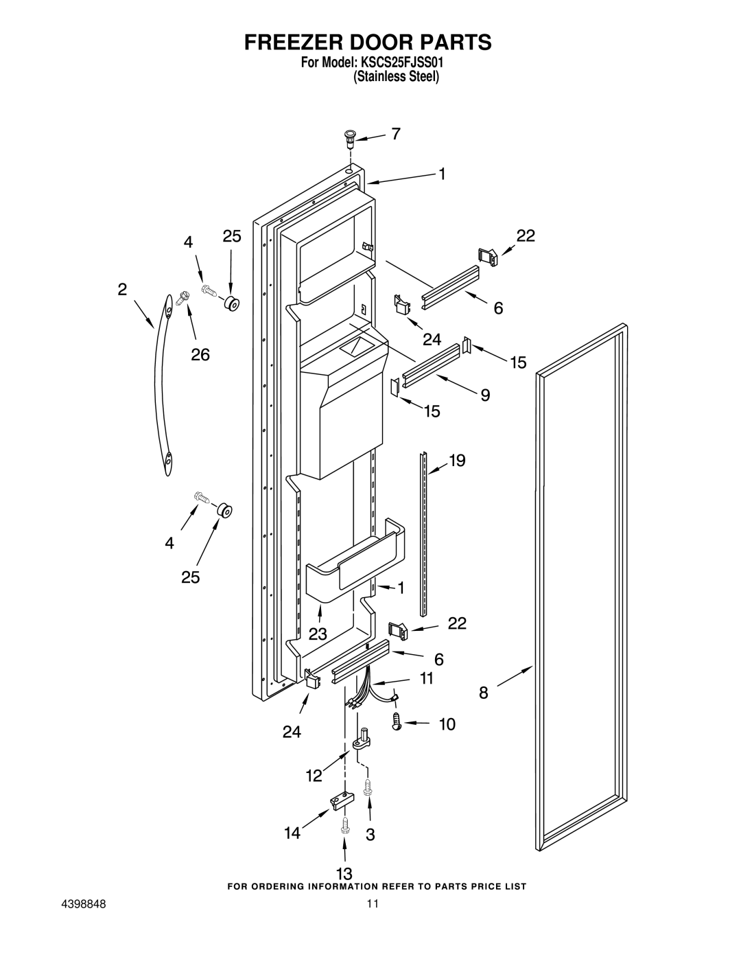 KitchenAid KSCS25FJSS01 manual Freezer Door Parts 