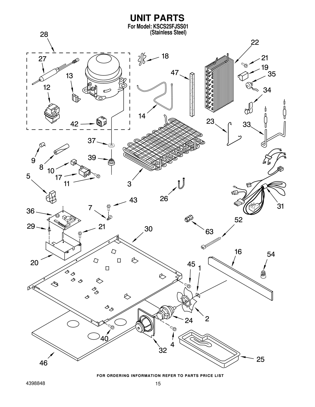 KitchenAid KSCS25FJSS01 manual Unit Parts 