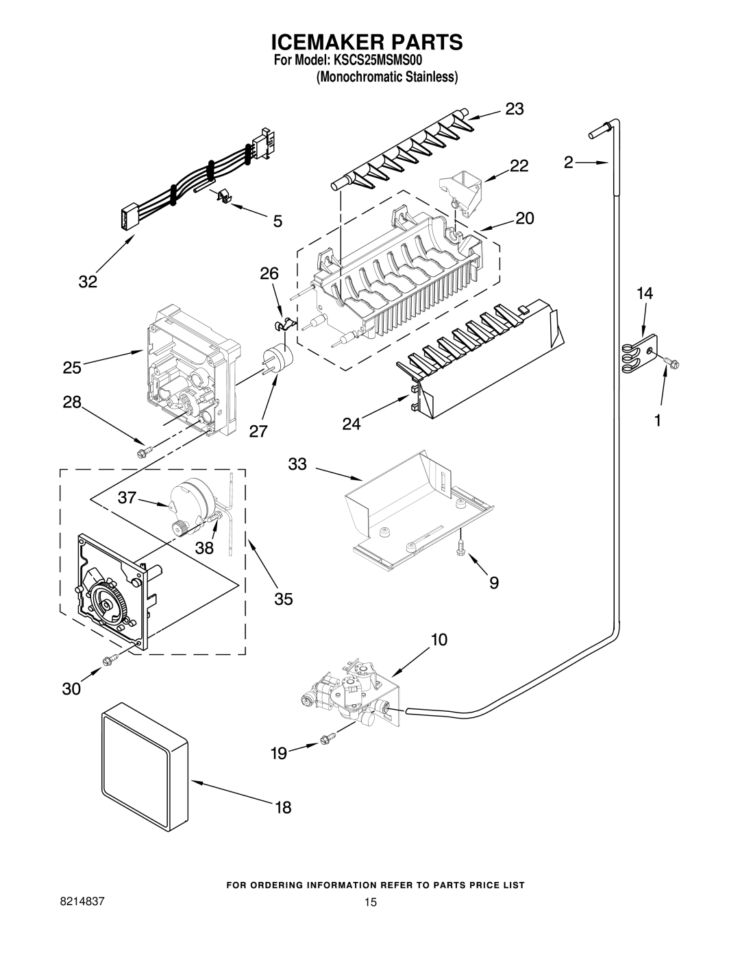 KitchenAid KSCS25MSMS00 manual Icemaker Parts 