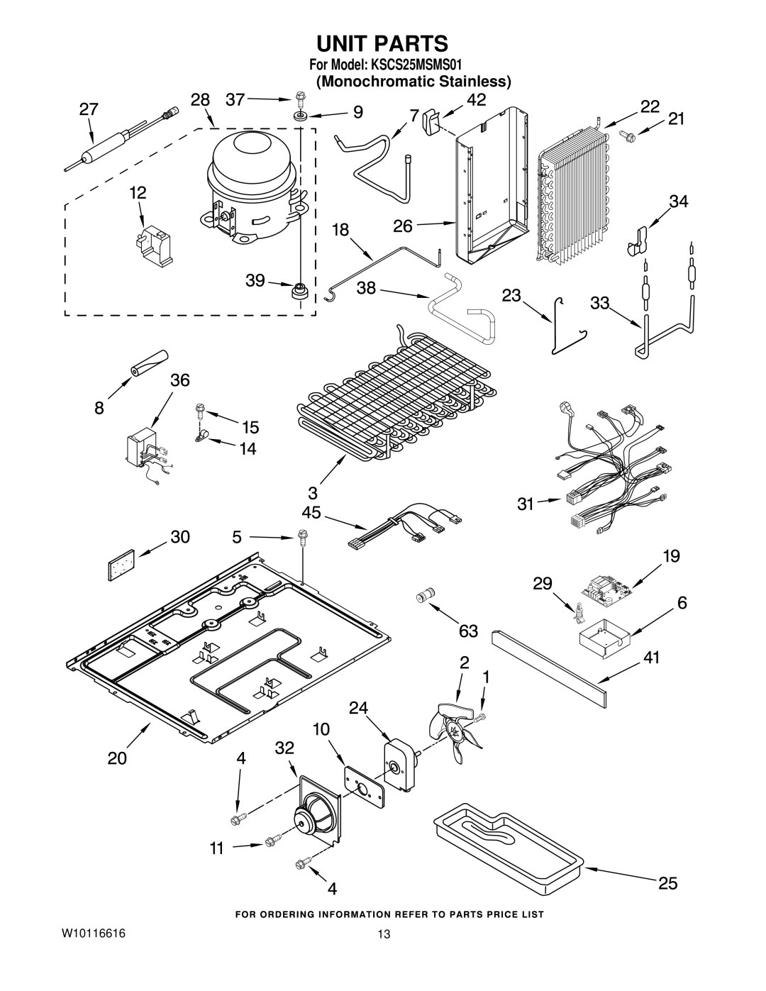 KitchenAid KSCS25MSMS01 manual Unit Parts 