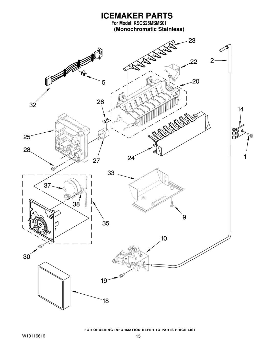 KitchenAid KSCS25MSMS01 manual Icemaker Parts 