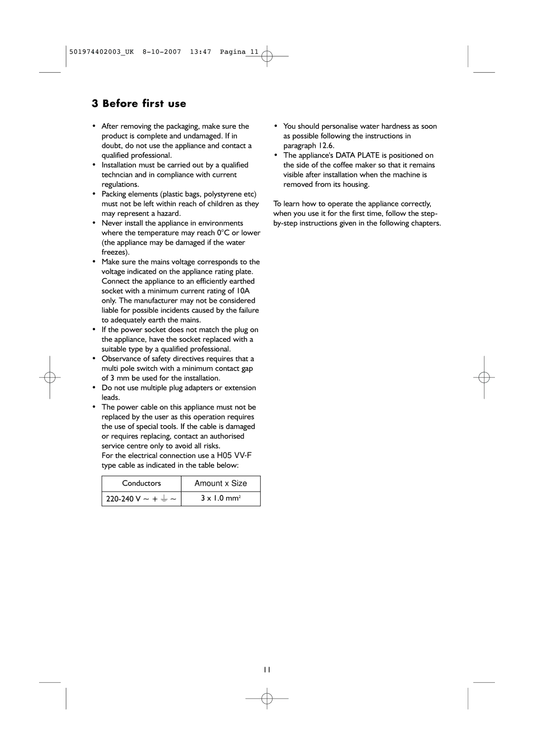 KitchenAid KSCX 3610 manual Before first use, Do not use multiple plug adapters or extension leads 