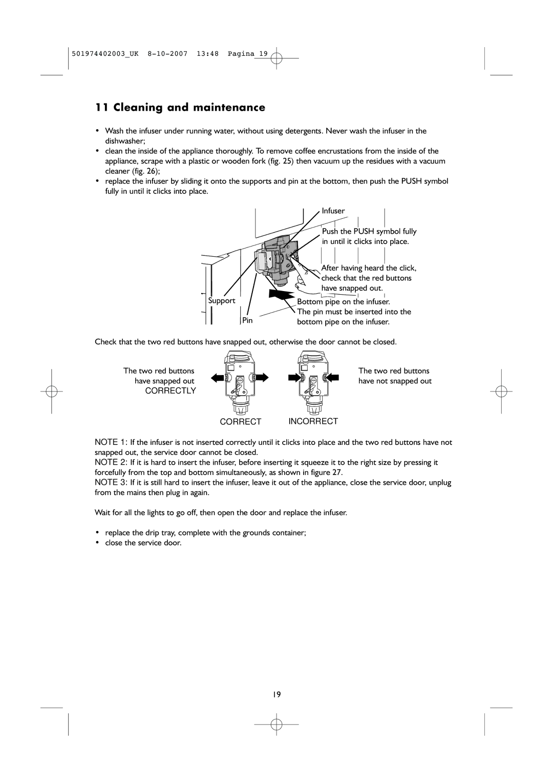 KitchenAid KSCX 3610 manual Correctly Correct Incorrect 