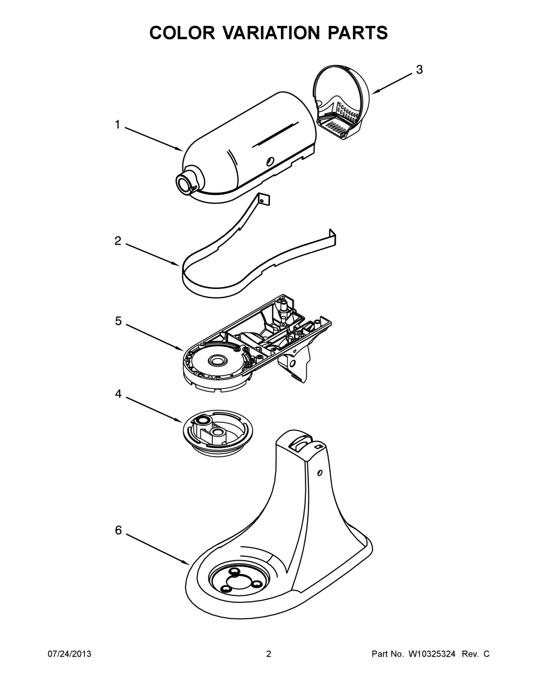 KitchenAid KSM150AGBES0, KSM150AGBRI0, KSM150AGBCS0, KSM150AGBCA0, KSM150AGBFP0 manual Color Variation Parts 