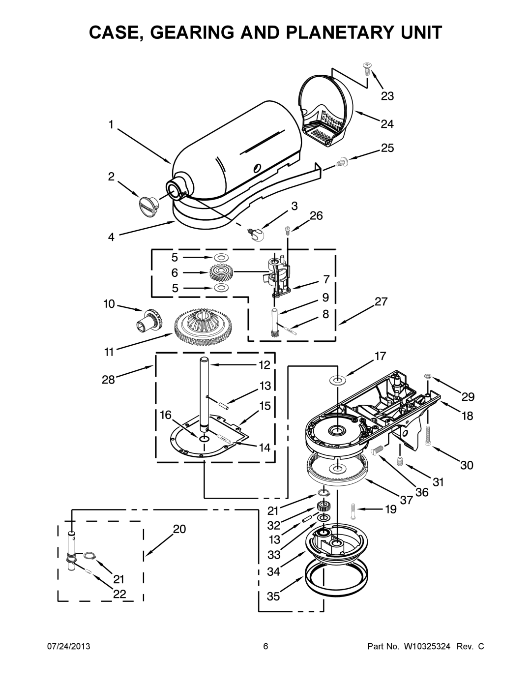 KitchenAid KSM150AGBCS0, KSM150AGBRI0, KSM150AGBES0, KSM150AGBCA0, KSM150AGBFP0 manual CASE, Gearing and Planetary Unit 