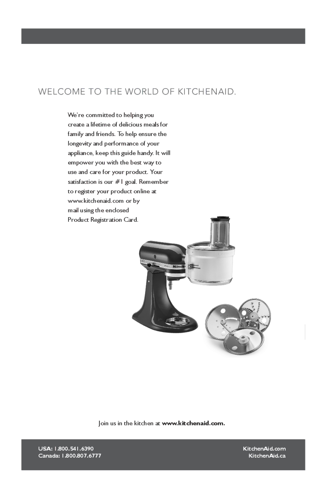 KitchenAid KSM1FPA, KSM2FPA manual Mail using the enclosed Product Registration Card 