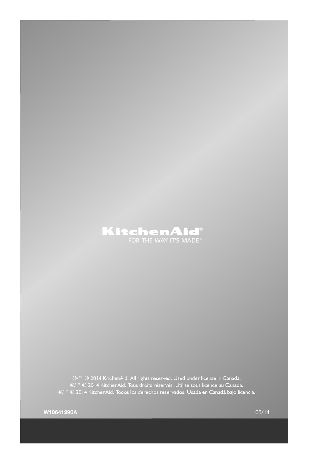 KitchenAid KSM1FPA, KSM2FPA manual W10641290A 05/14 