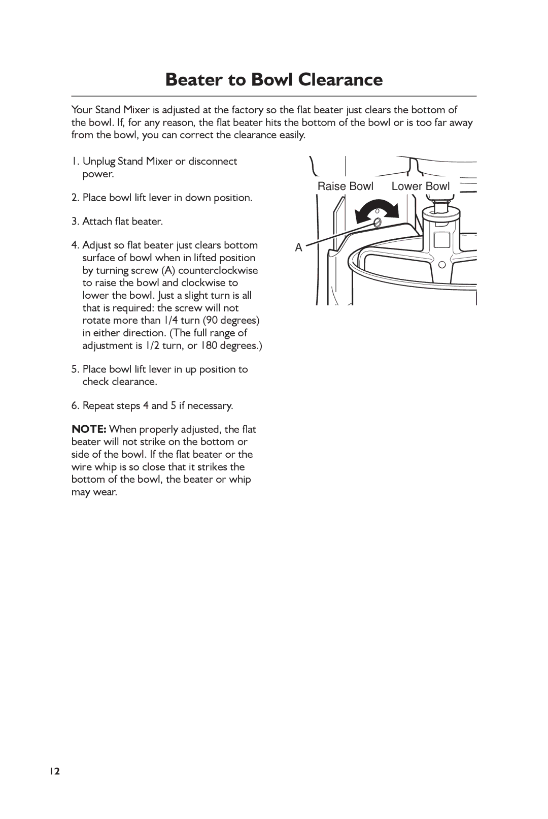 KitchenAid KSM7990 manual Beater to Bowl Clearance 