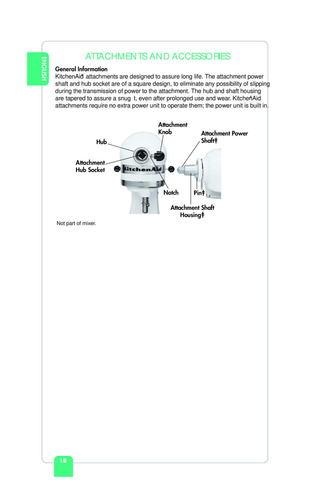 KitchenAid KSM95, KSM155GBPB, KSM155GEB, KSM155GSR, KSM155GBCA, KSM155GBQC Attachments and Accessories, General Information 