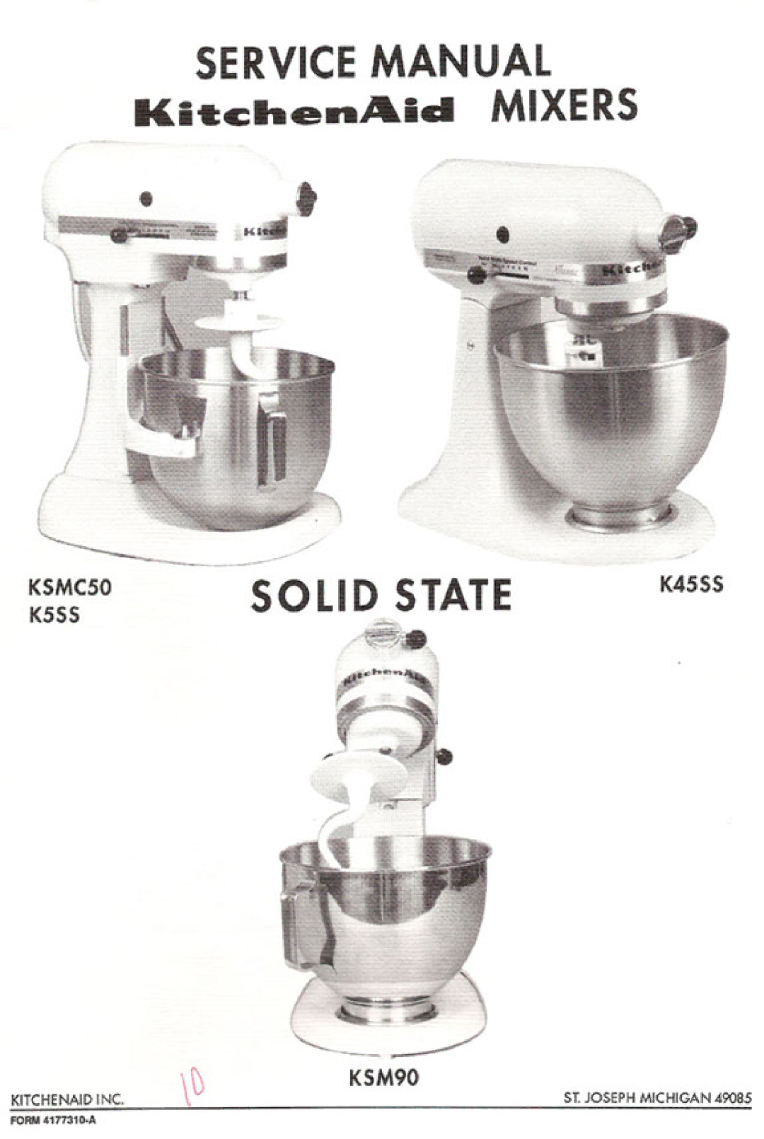 KitchenAid KSM90, KSMc50, K5SS, K45SS manual 