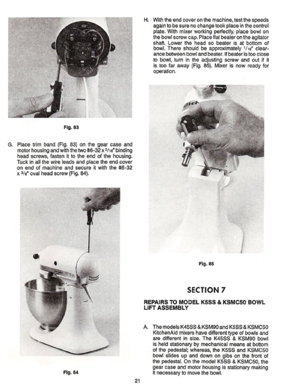 KitchenAid KSM90, KSMc50, K5SS, K45SS manual 