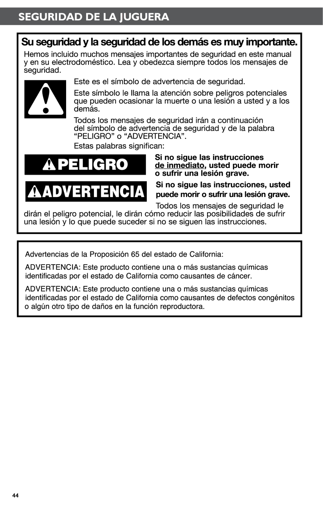 KitchenAid KSN1JA manual Seguridad DE LA Juguera 